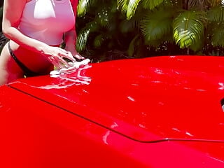 Pregnant Babe Car Wash: Getting Wet & Wild Outdoors - Grey Desire