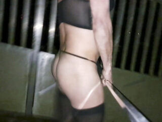 Knickers, bra. Stocking walk