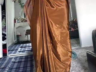 Shiny satin saree