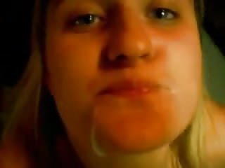 22yr old Meghan swallowing cum at home