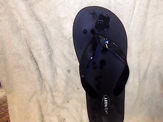 Cumming on Old Navy flip flop