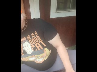 Chubby Nerd Porch Smoking