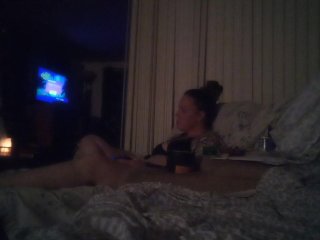 Jerking Off To My Roommate While She Is Playing Video Games In Her Black Panties