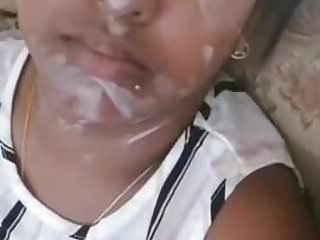 Sexy girl have sperm on her face doing selfie.mp40b