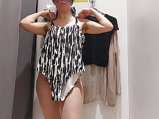 Sexy latina Fitting room hairy pussy